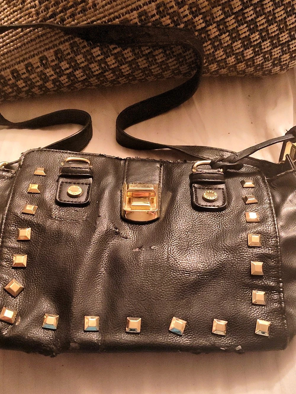 Steve Madden Studded Shoulder Bag in Black & Pink